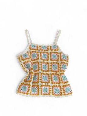 Rare Editions Pastel Granny Square Crochet Cami